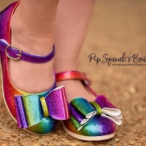 Pipperdoodles Rainbow Glitter Size 4 Toddler Shoes